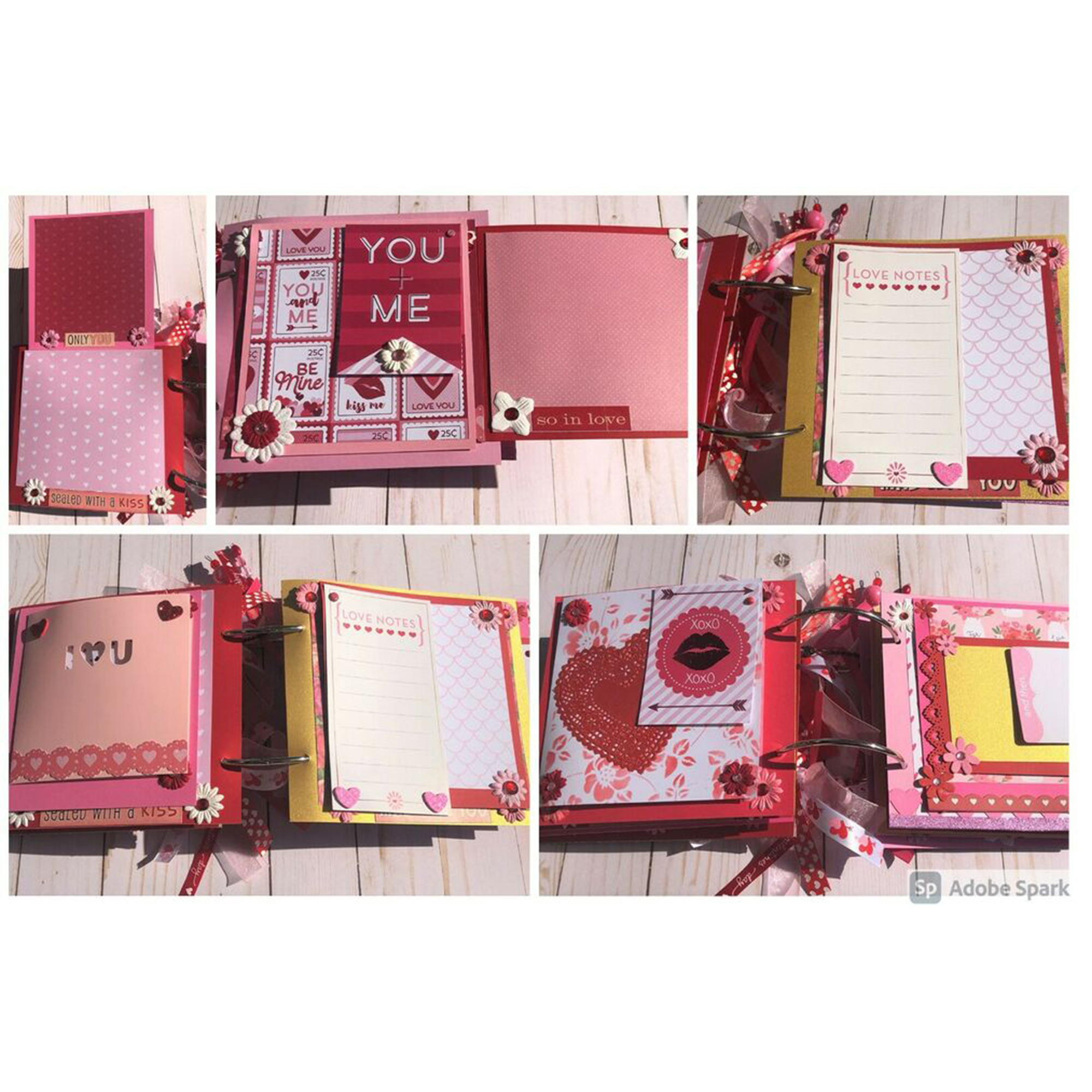 Lelinta DIY Scrapbook Photo Album 7 x 7 inch, Homemade with Love Kit 18 Pages Red Scrapbook Paper with Scrapbooking Kits Suitable for Anniversary